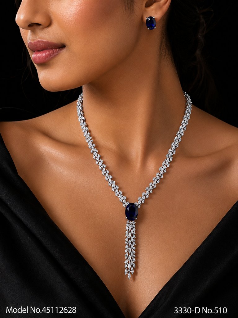 Light weighted CZ Necklace Set - Style 1 - Amaara World