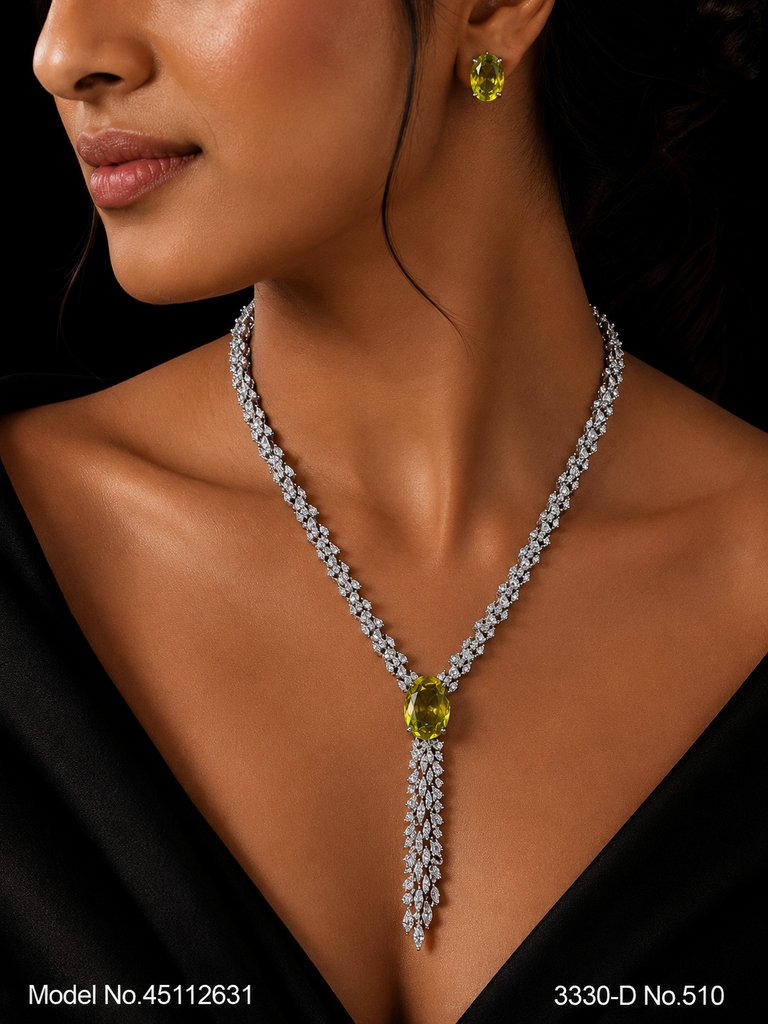 Light weighted CZ Necklace Set - Style 4 - Amaara World