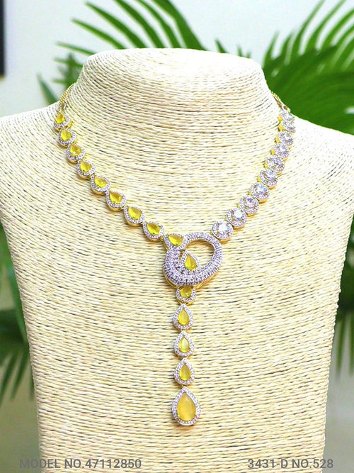 Classic yet Trendy | Cz Fashion Necklace Set - View 2