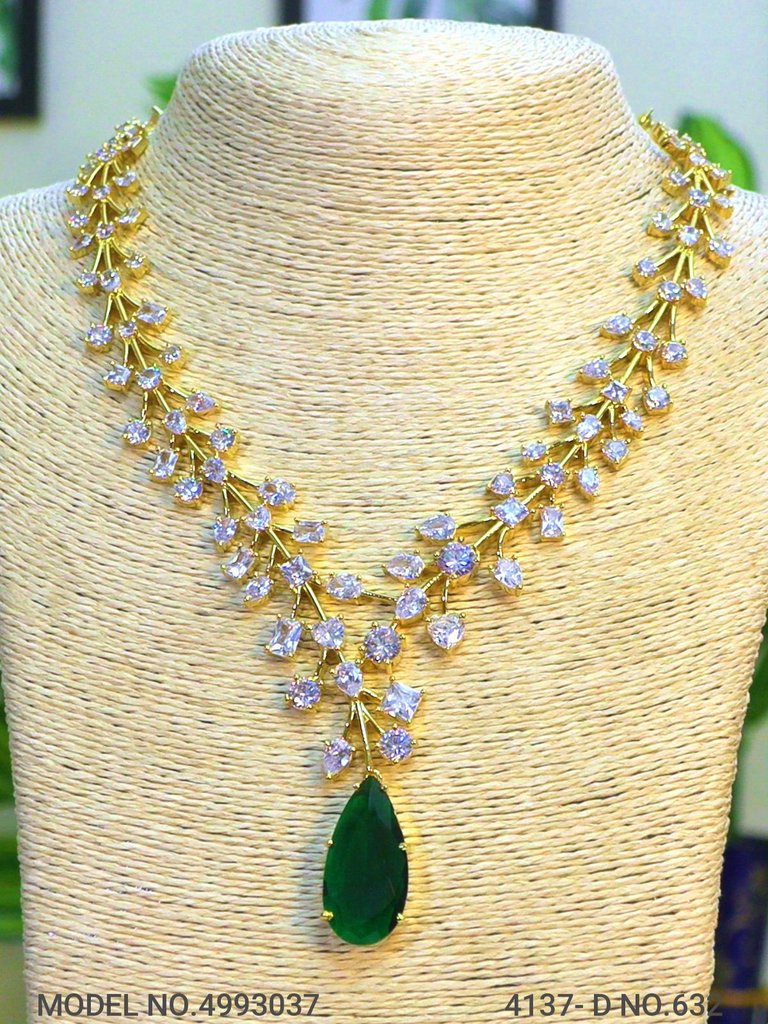 Traditional Design | American Diamond Jewelry Set - View 2 - Amaara World