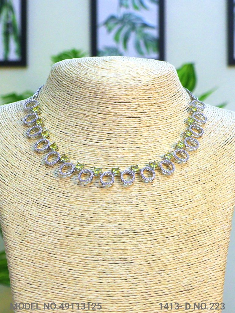 Classic yet Trendy | Cz Fashion Necklace Set - View 2