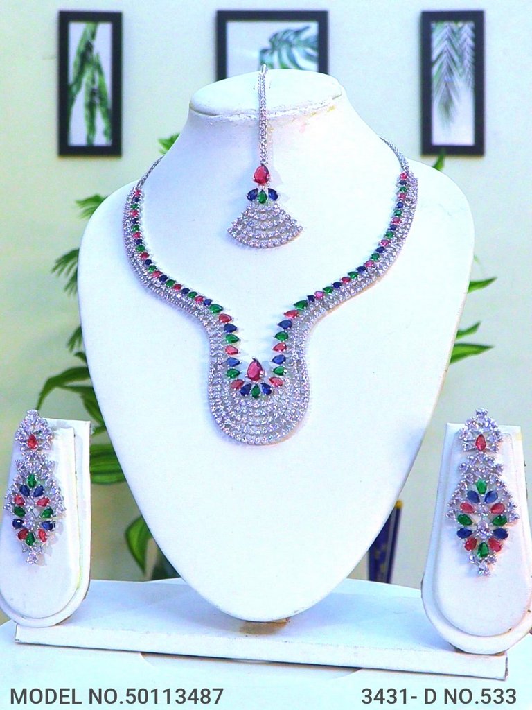 Classic Cz Jewelry Set with Earrings - Amaara World
