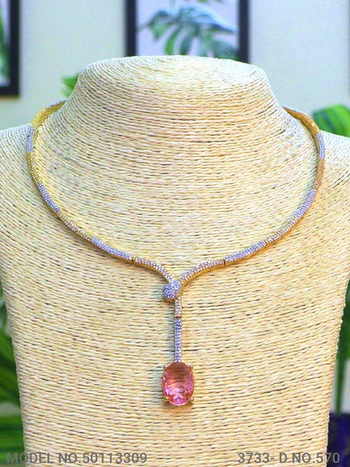 Classic Necklace | AD Jewellery | Handcrafted - View 2