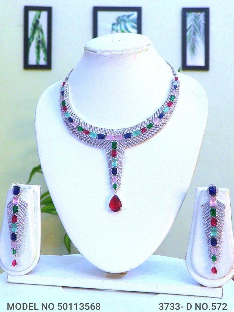 Classic Necklace | AD Jewellery | Handcrafted - Amaara World
