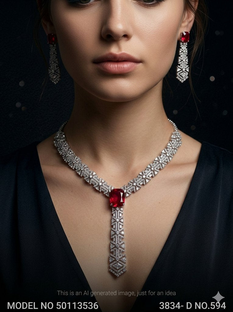 American Diamond Necklace Set | Wonderful Gift Item - Style 2 - Amaara World