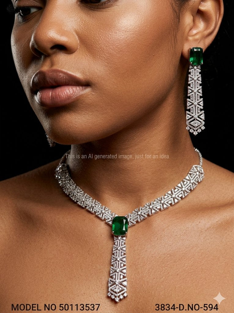 American Diamond Necklace Set | Wonderful Gift Item - Style 3 - Amaara World