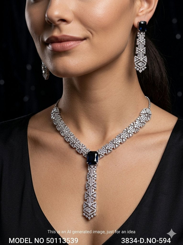 American Diamond Necklace Set | Wonderful Gift Item - Style 4 - Amaara World