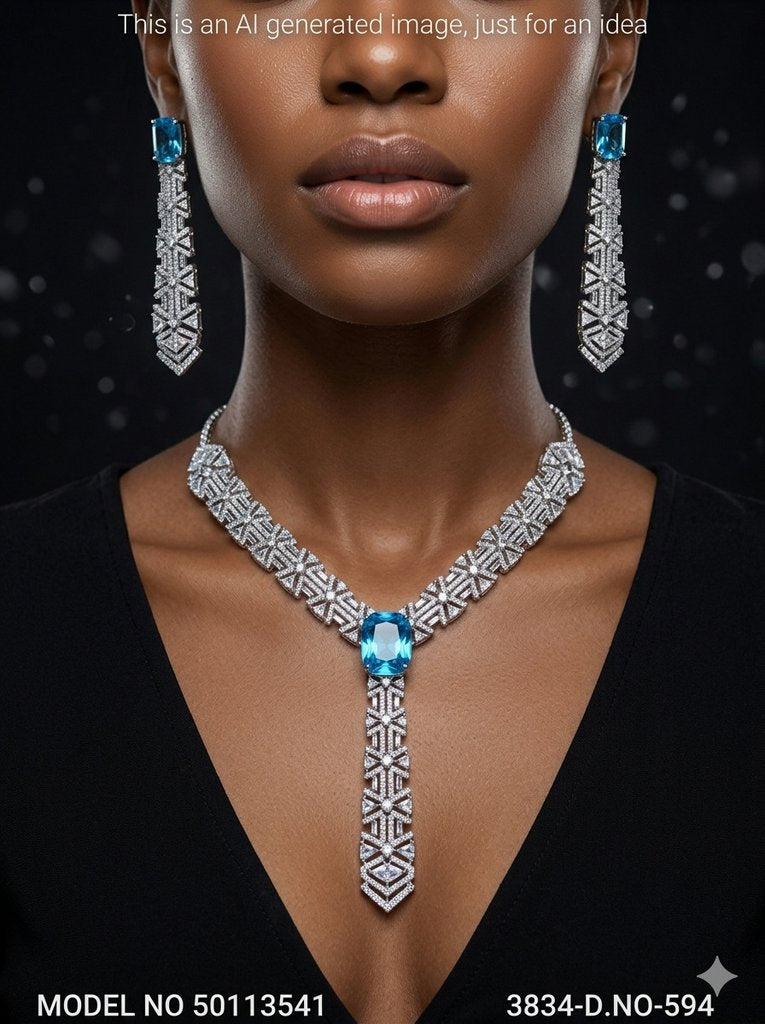 American Diamond Necklace Set | Wonderful Gift Item - Style 5 - Amaara World