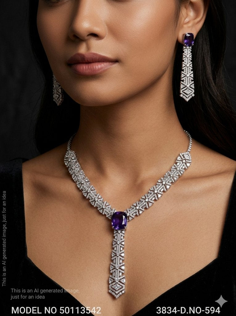 American Diamond Necklace Set | Wonderful Gift Item - Style 6 - Amaara World