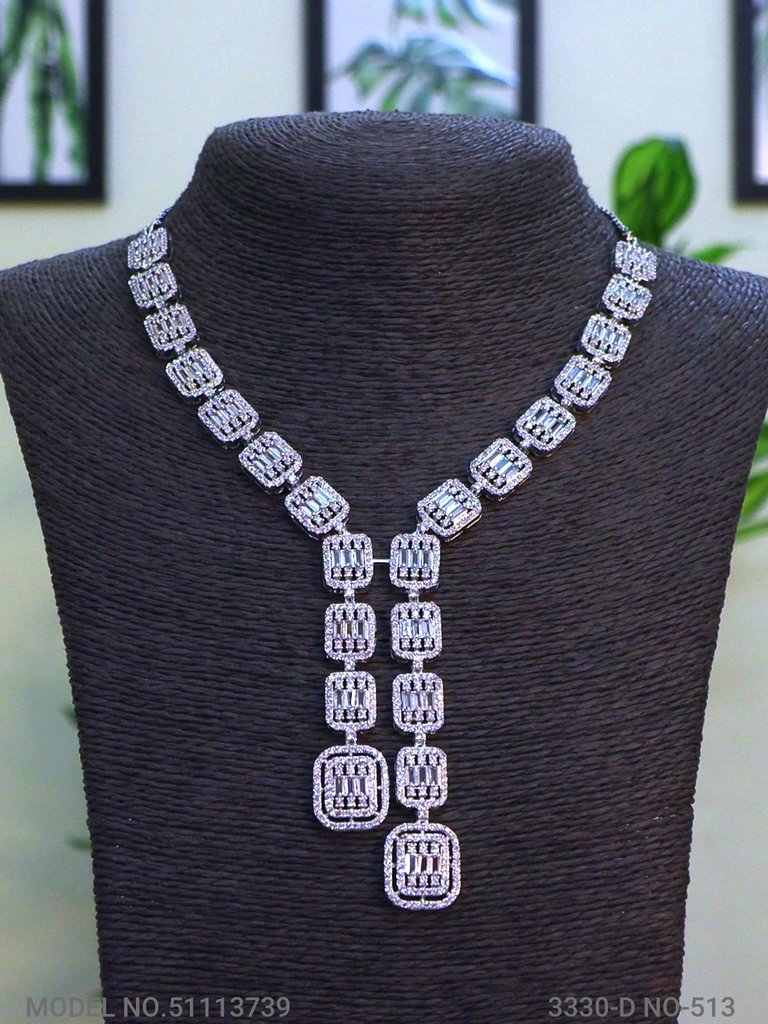 Classic Necklace | AD Jewellery | Handcrafted - View 2