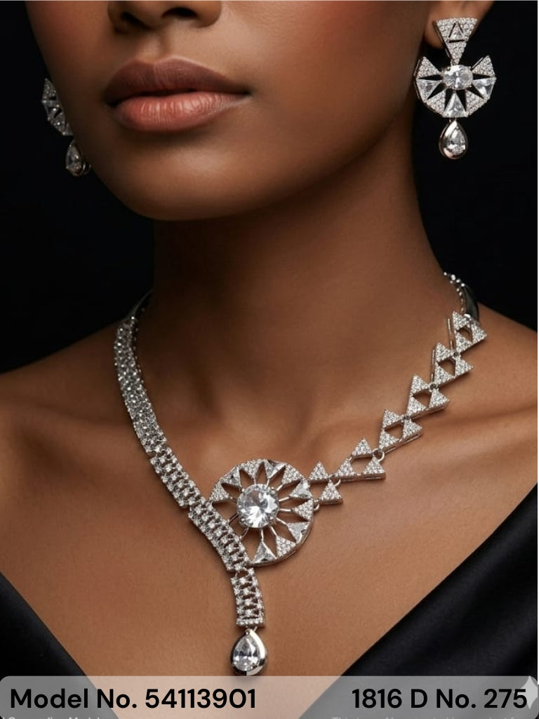 Classic Cz Jewelry Set with Earrings - Style 1 - Amaara World