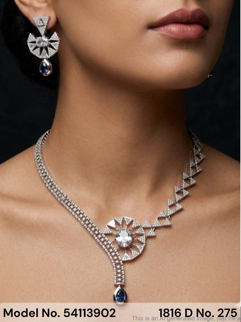 Classic Cz Jewelry Set with Earrings - Style 2 - Amaara World