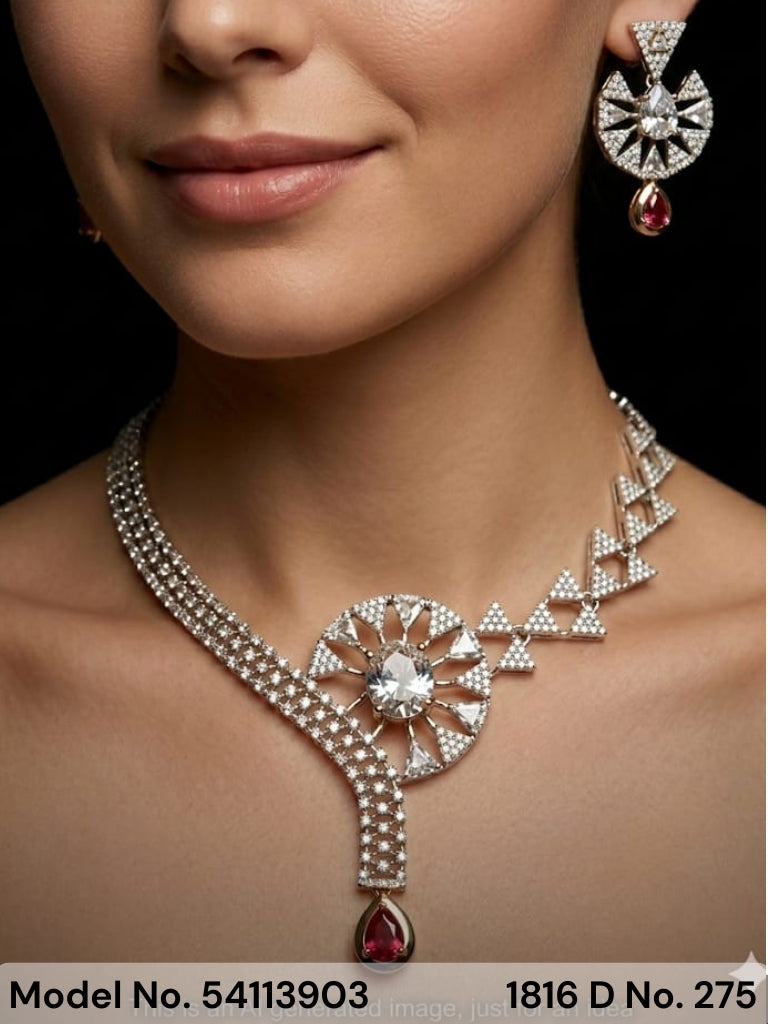 Classic Cz Jewelry Set with Earrings - Style 3 - Amaara World