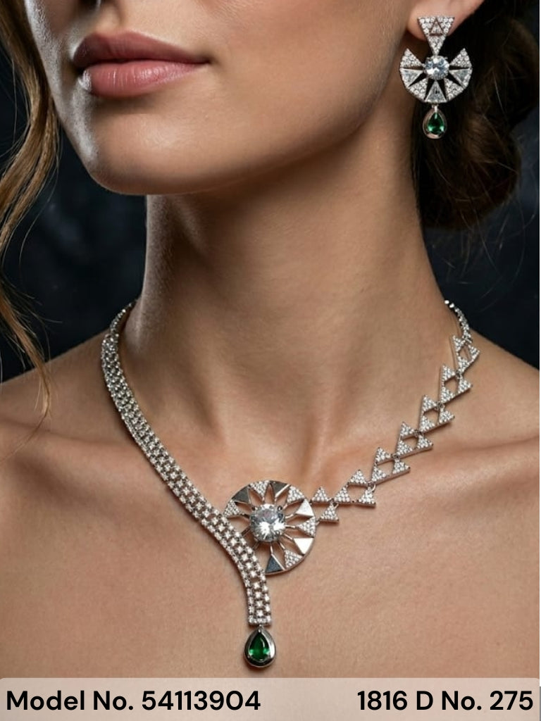 Classic Cz Jewelry Set with Earrings - Style 4 - Amaara World