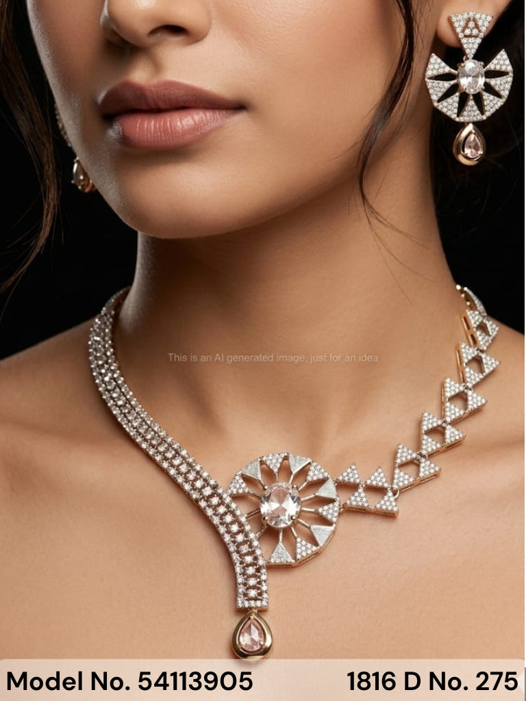 Classic Cz Jewelry Set with Earrings - Style 5 - Amaara World