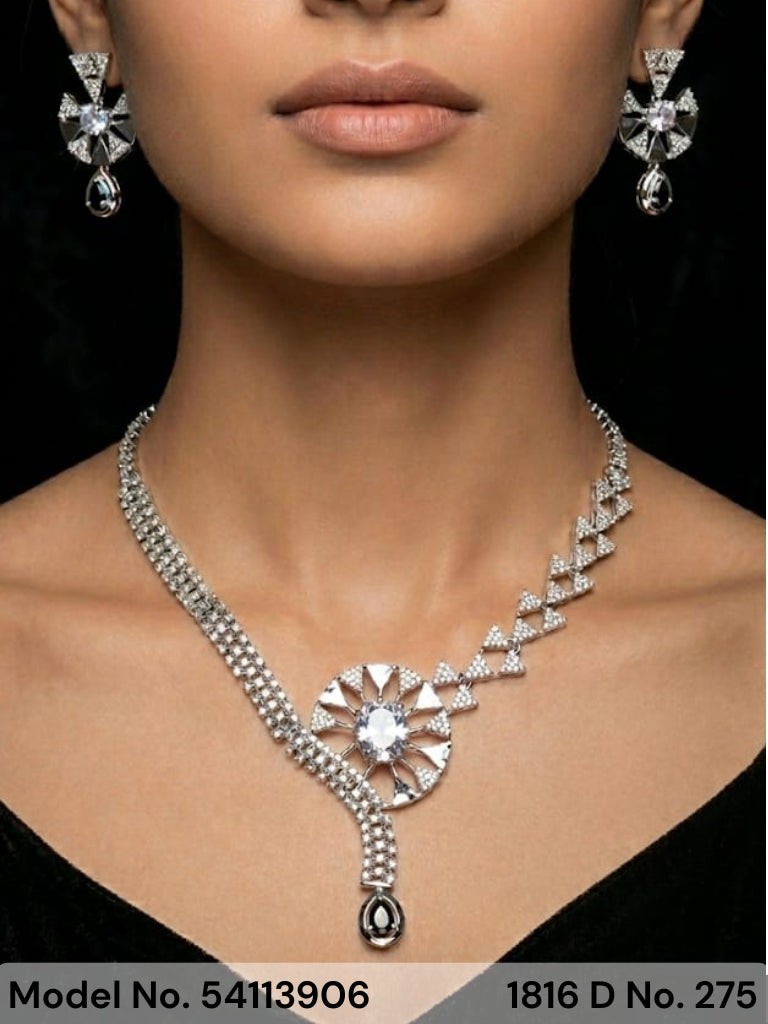 Classic Cz Jewelry Set with Earrings - Style 6 - Amaara World