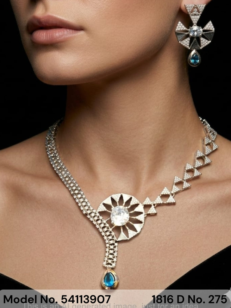 Classic Cz Jewelry Set with Earrings - Style 7 - Amaara World