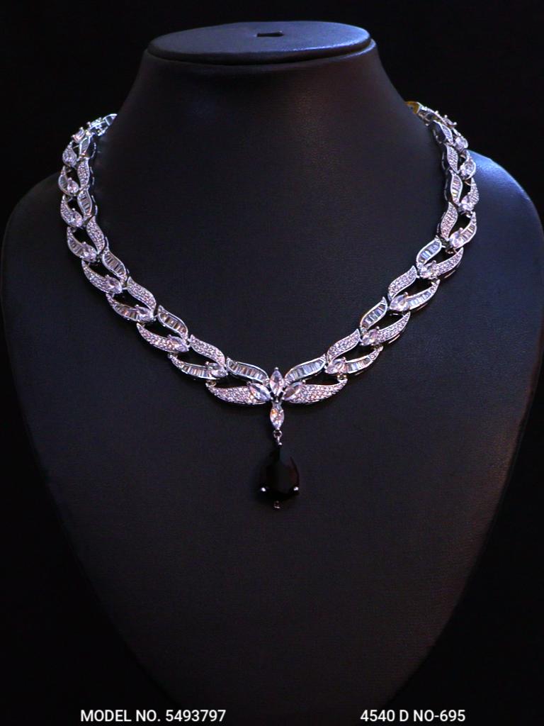 Fashion Necklace Set | Artificial Diamonds / Zircons - View 2 - Amaara World