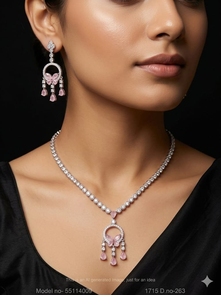 Light weighted CZ Necklace Set - Amaara World