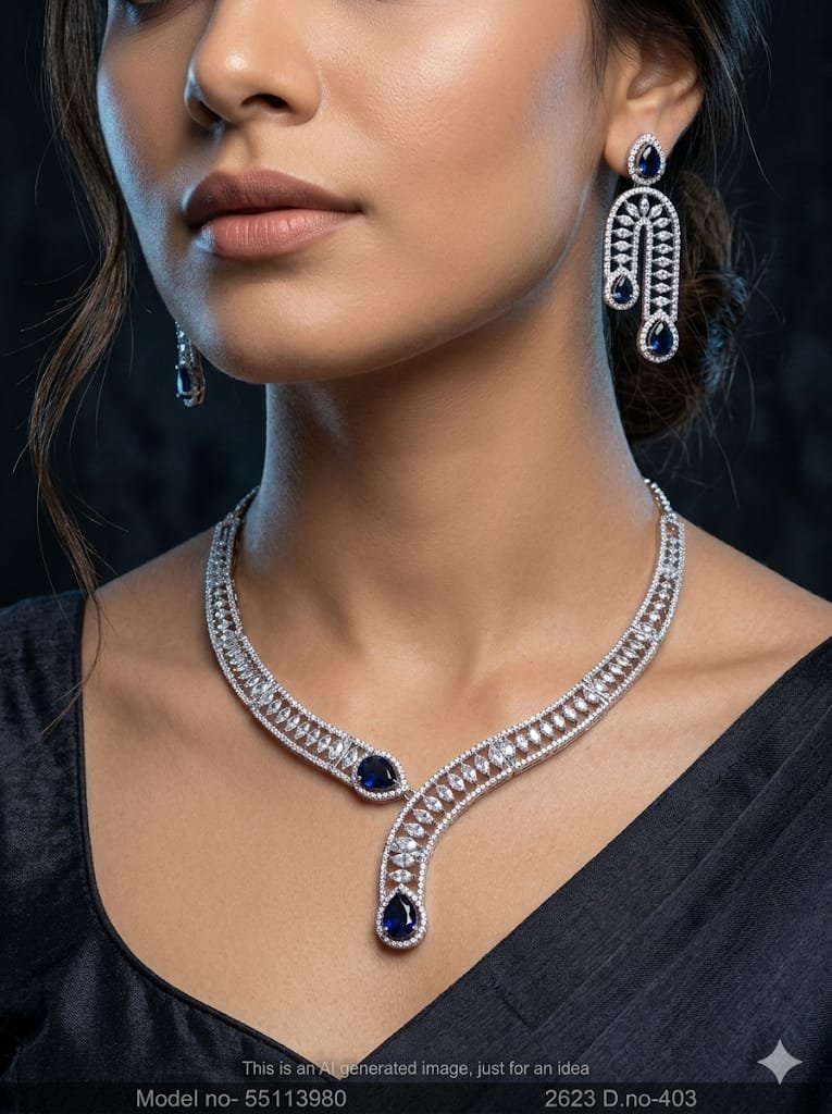 Light weighted CZ Necklace Set - Amaara World