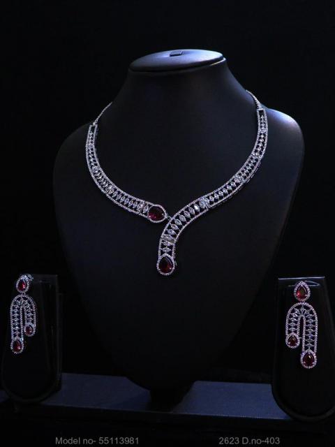 Cz Jewelry Set   Classic Pattern - Classic Necklace - Amaara World - SKU 55113981