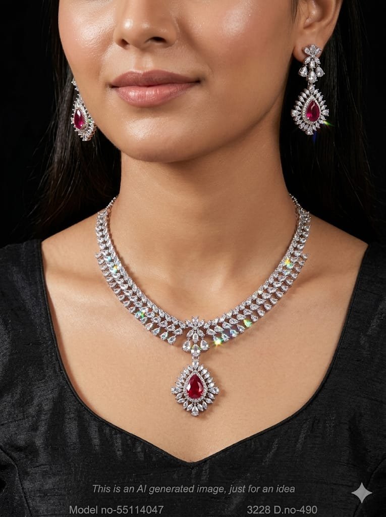 Original Cubic Zircon | Classic Necklace Set - Style 1 - Amaara World