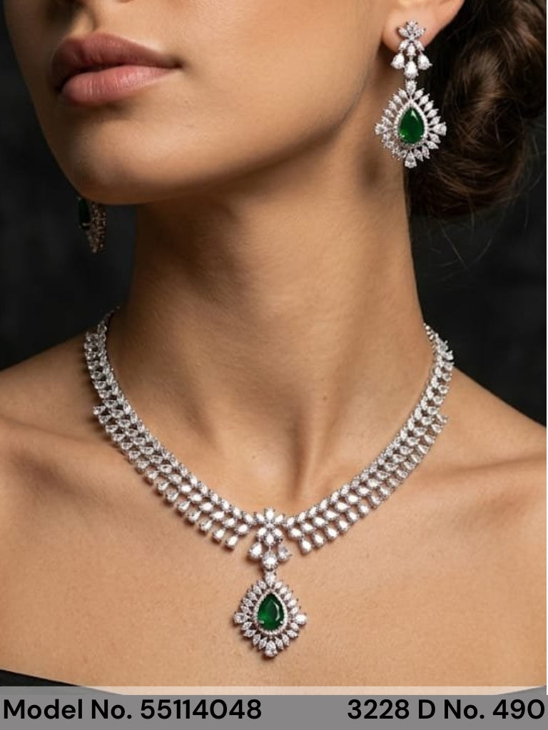 Original Cubic Zircon | Classic Necklace Set - Style 2 - Amaara World