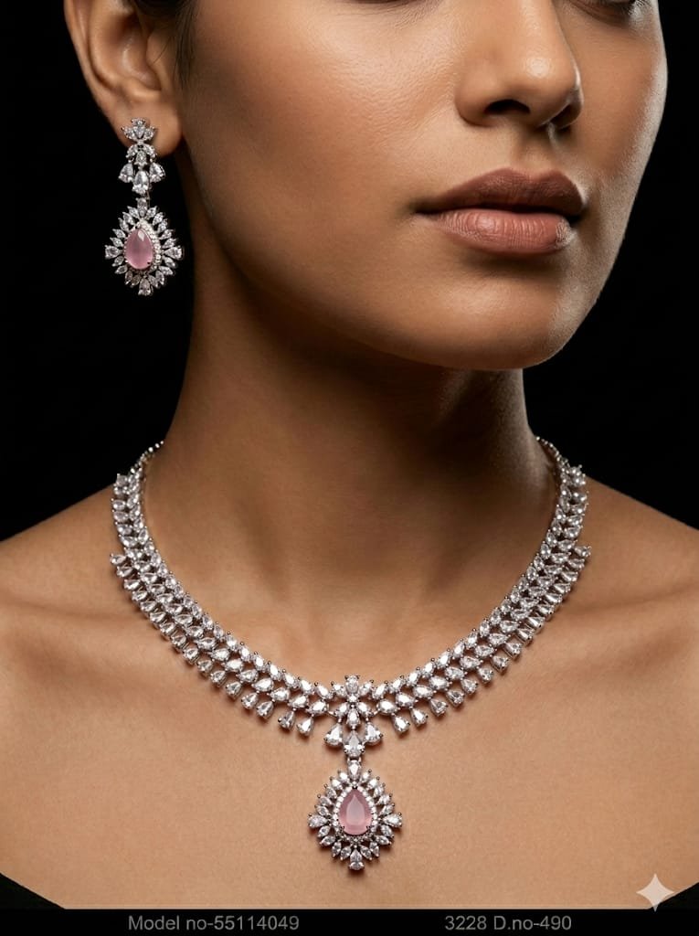 Original Cubic Zircon | Classic Necklace Set - Style 3 - Amaara World