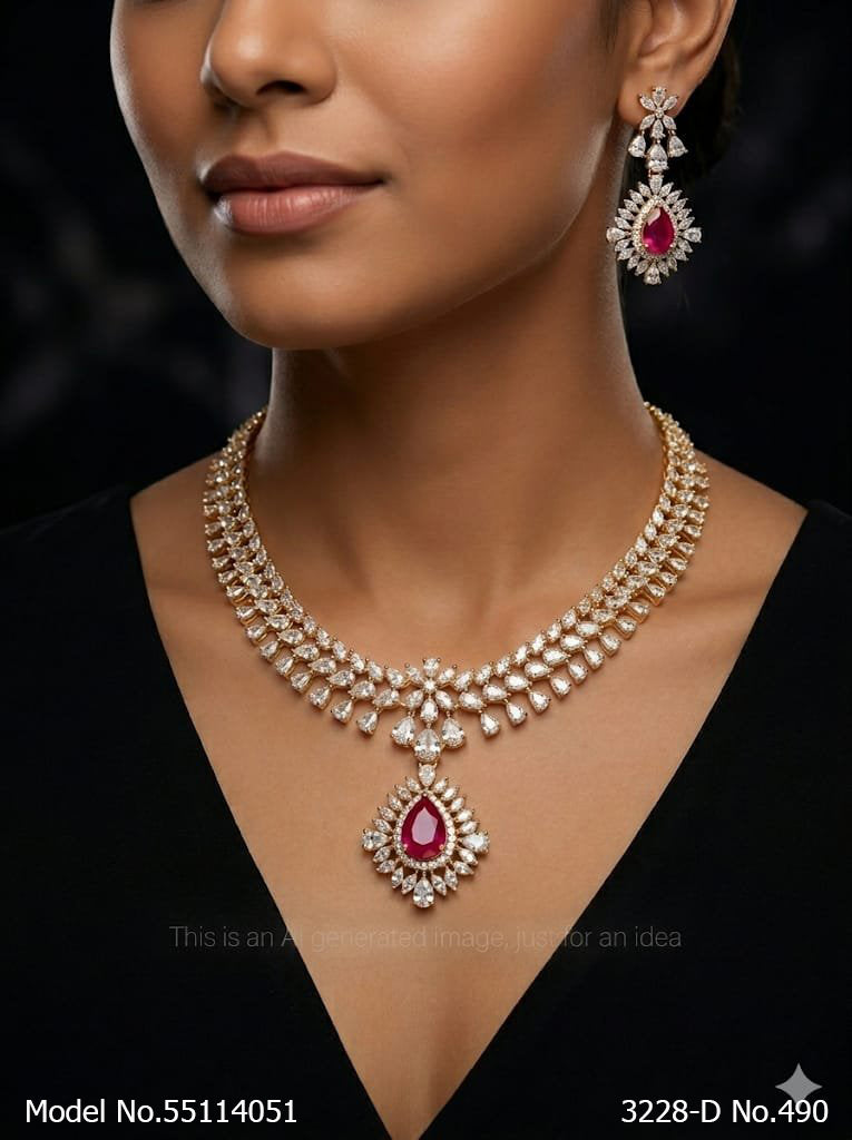 Original Cubic Zircon | Classic Necklace Set - Style 4 - Amaara World