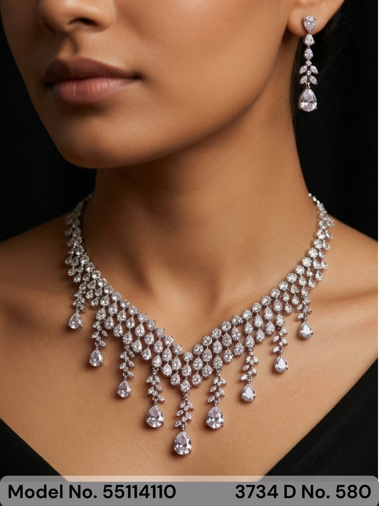American Diamond Necklace Set | Wonderful Gift Item - Style 1 - Amaara World