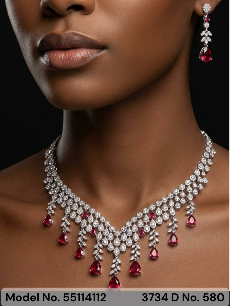 American Diamond Necklace Set | Wonderful Gift Item - Style 2 - Amaara World