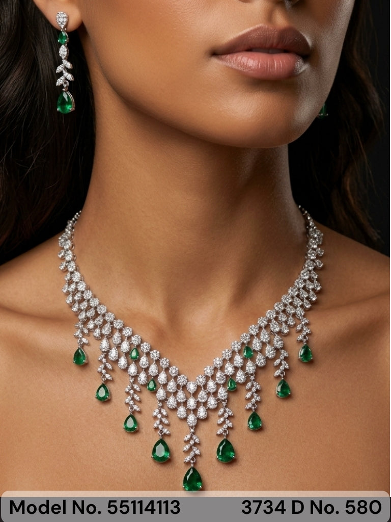 American Diamond Necklace Set | Wonderful Gift Item - Style 2 - Amaara World
