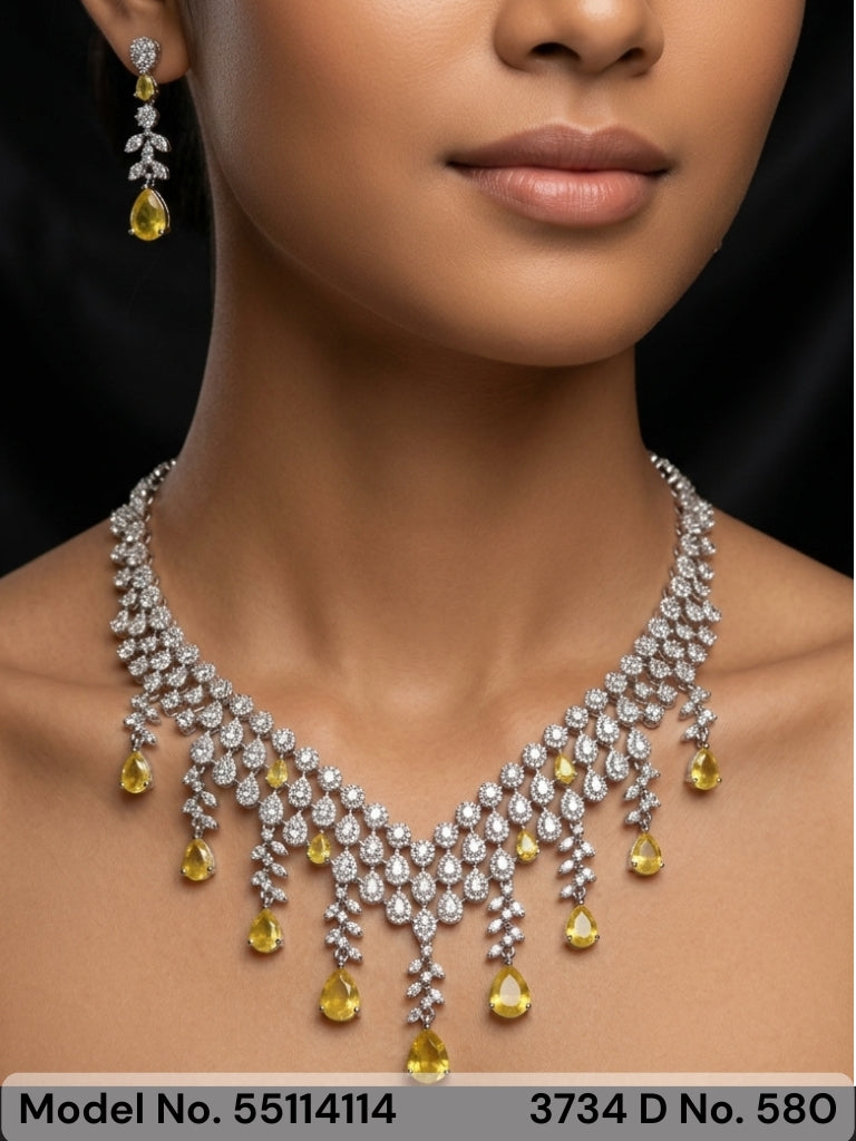 American Diamond Necklace Set | Wonderful Gift Item - Style 4 - Amaara World