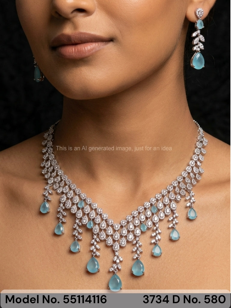 American Diamond Necklace Set | Wonderful Gift Item - Style 4 - Amaara World