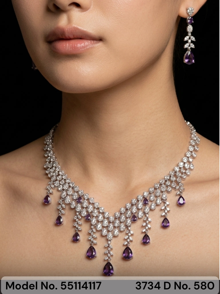 American Diamond Necklace Set | Wonderful Gift Item - Style 7 - Amaara World