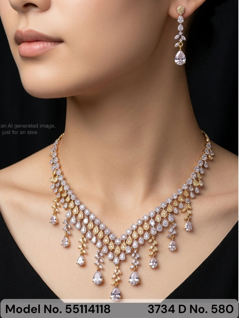 American Diamond Necklace Set | Wonderful Gift Item - Style 8 - Amaara World