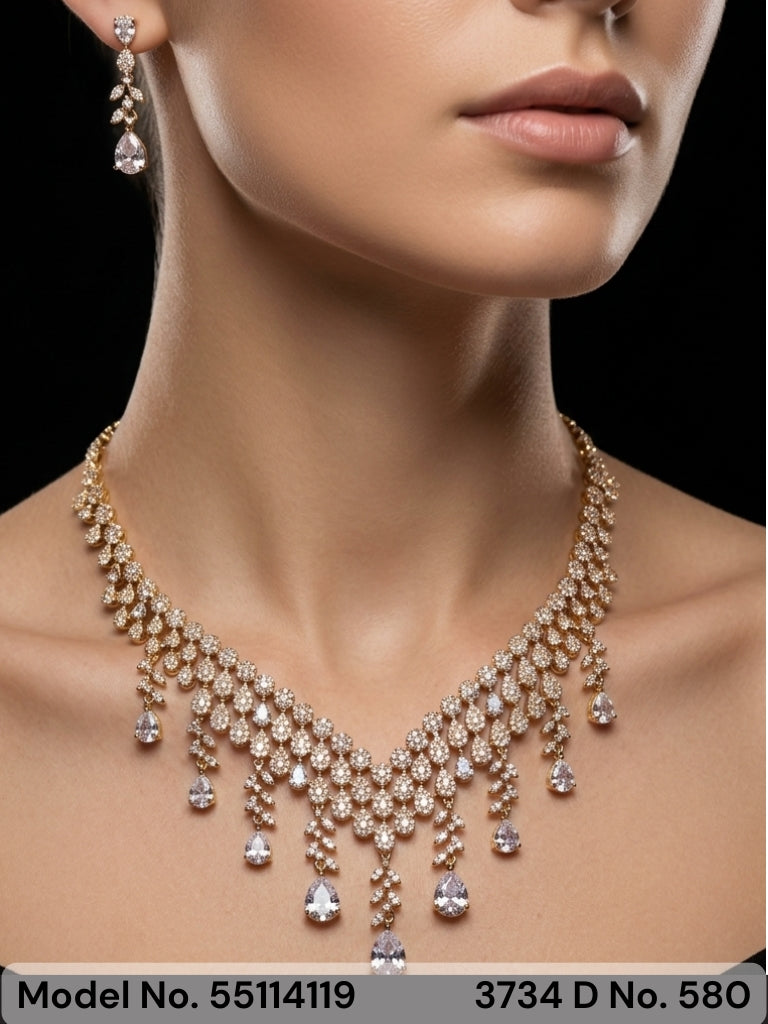 American Diamond Necklace Set | Wonderful Gift Item - Style 5 - Amaara World