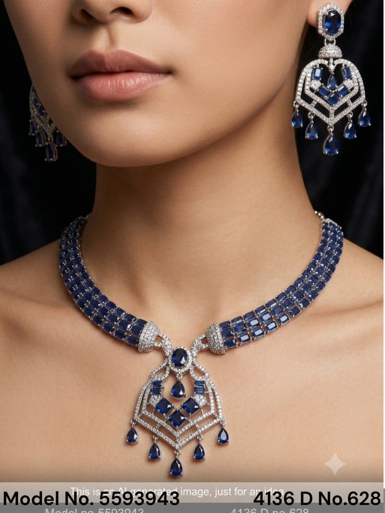 Traditional Design | American Diamond Jewelry Set - Style 2 - Amaara World
