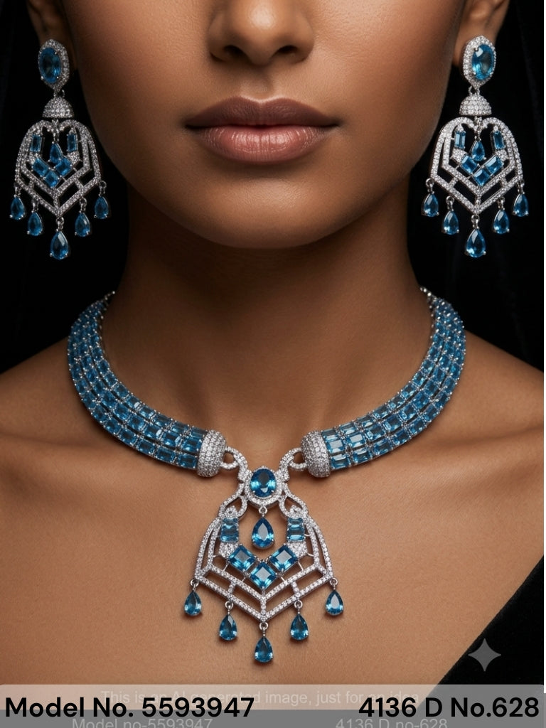 Traditional Design | American Diamond Jewelry Set - Style 6 - Amaara World