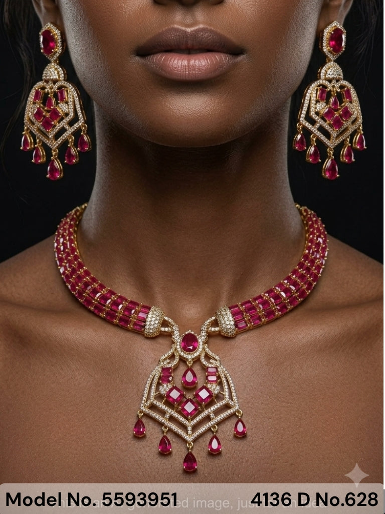 Traditional Design | American Diamond Jewelry Set - Style 10 - Amaara World