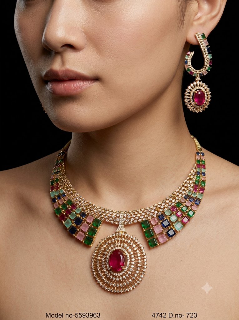Original Zircon Necklace Set - Style 7 - Amaara World