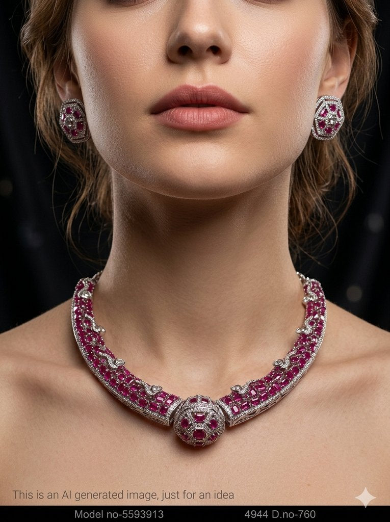 Traditional Design | American Diamond Jewelry Set - Style 3 - Amaara World