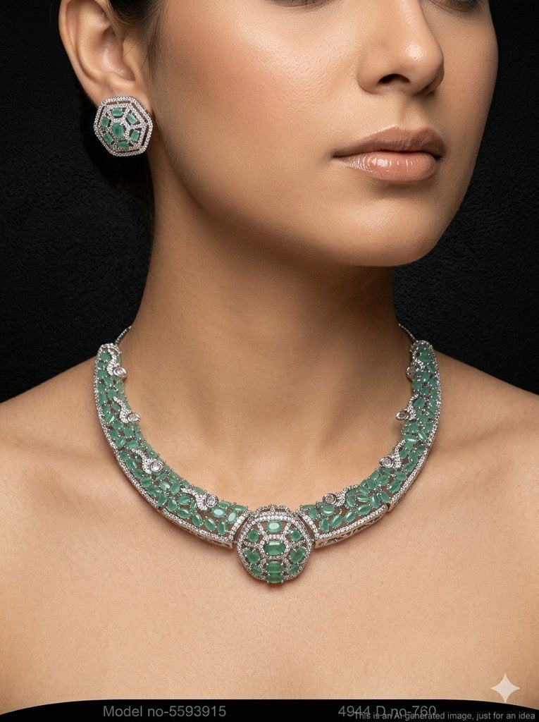 Traditional Design | American Diamond Jewelry Set - Style 4 - Amaara World