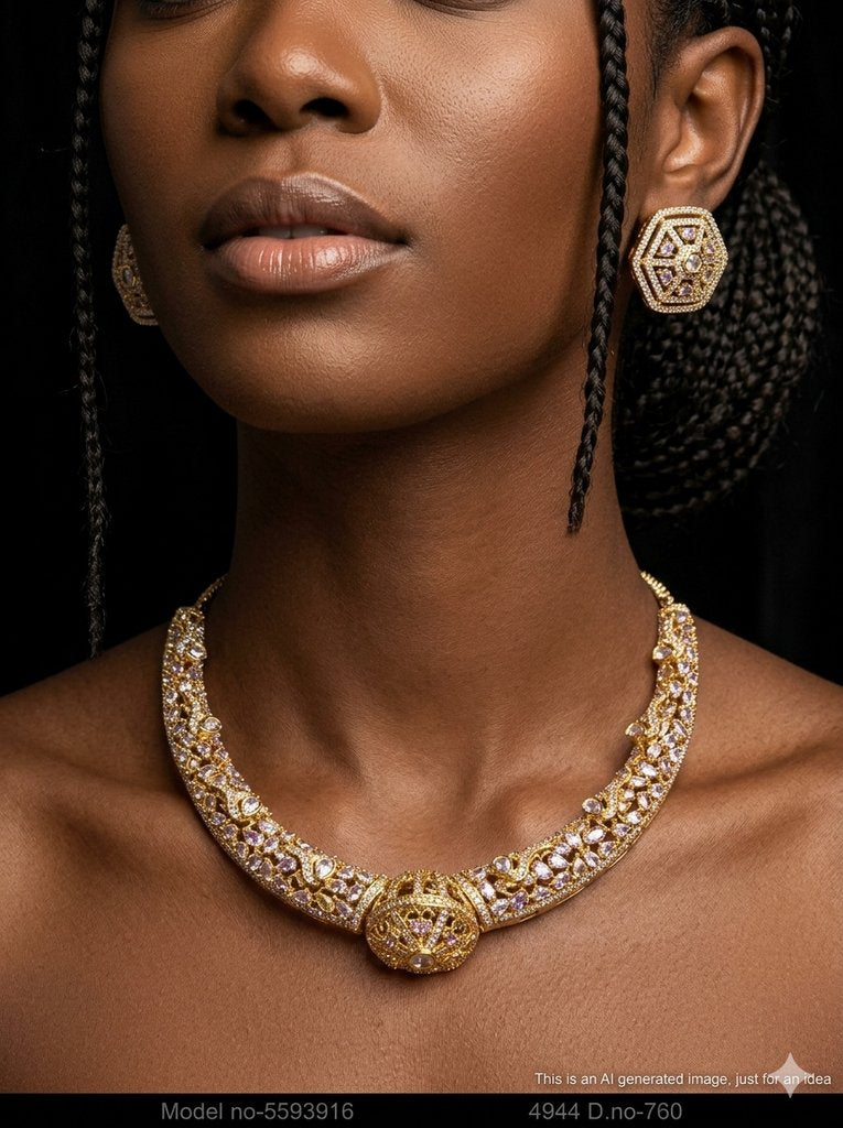 Traditional Design | American Diamond Jewelry Set - Style 5 - Amaara World