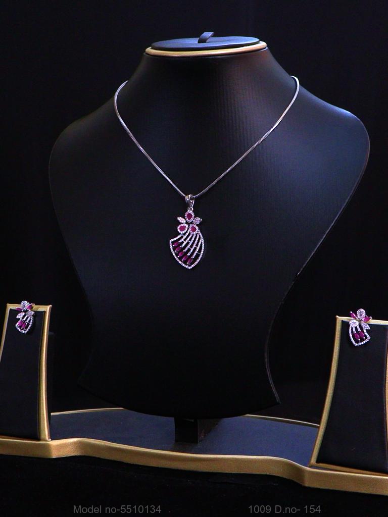 American Diamond Pendant Set - Style 3 - Amaara World