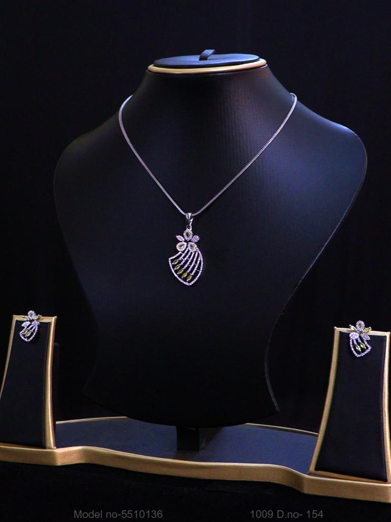 American Diamond Pendant Set - Style 5 - Amaara World