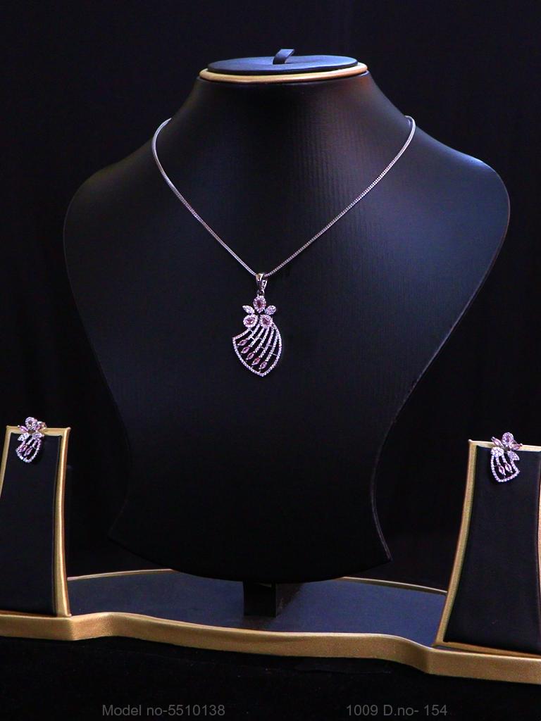 American Diamond Pendant Set - Style 7 - Amaara World