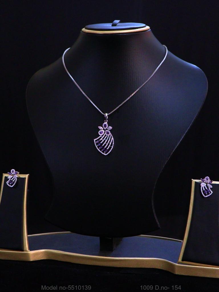 American Diamond Pendant Set - Style 8 - Amaara World