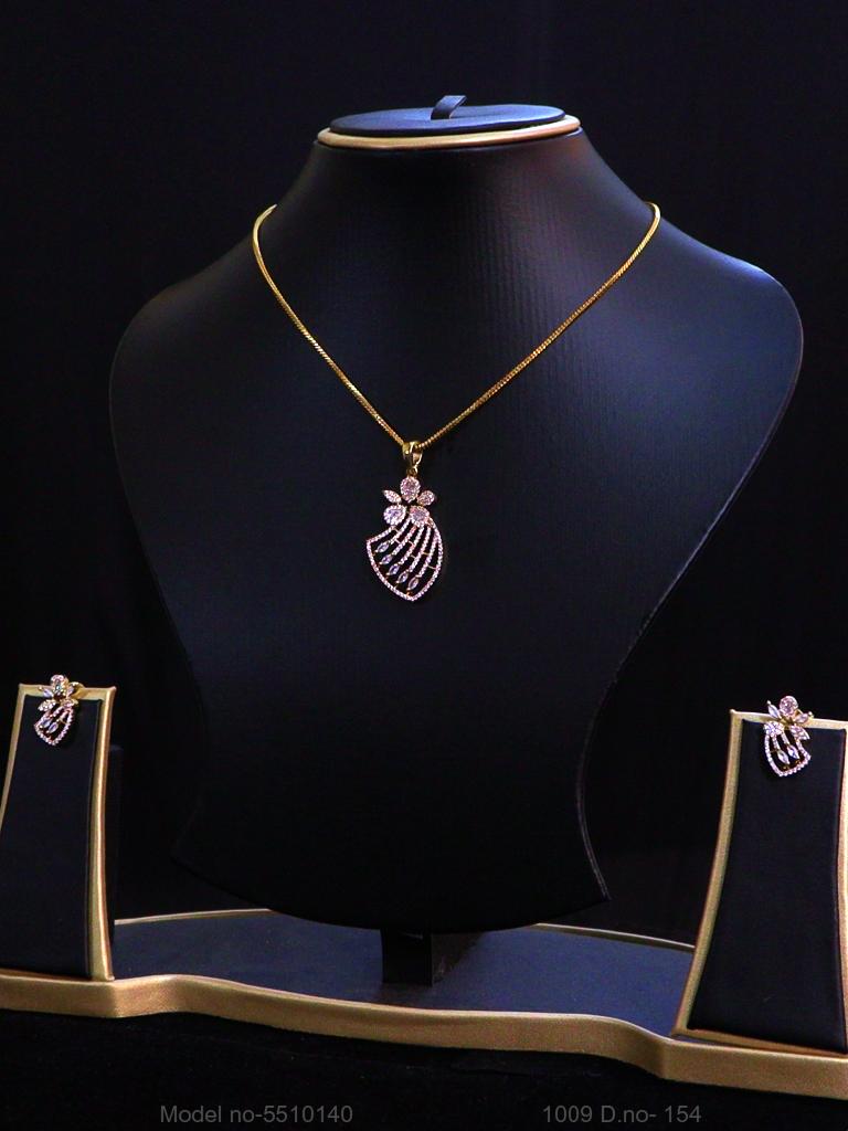 American Diamond Pendant Set - Style 9 - Amaara World