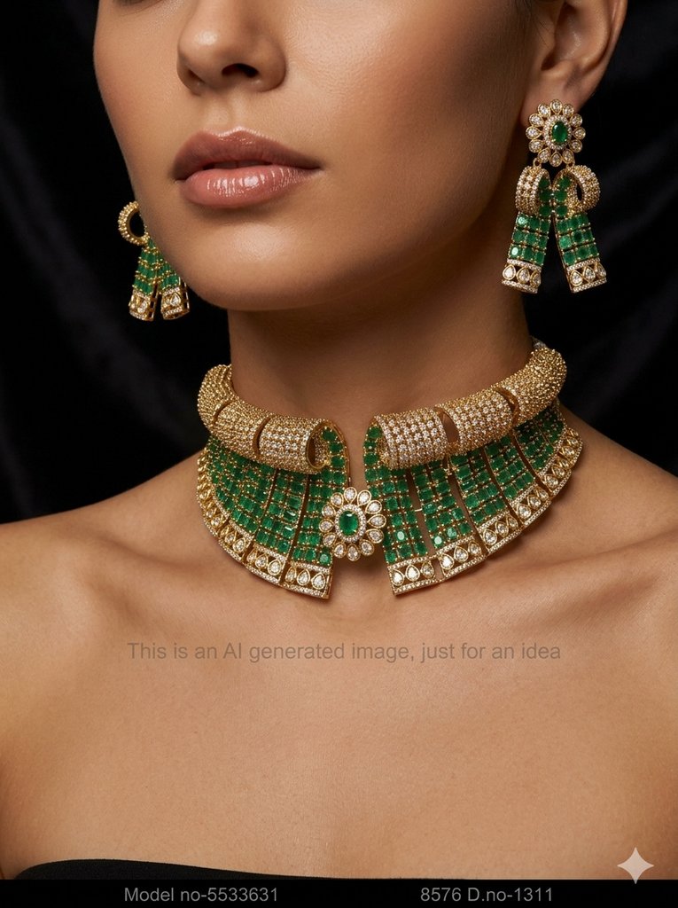 Articfical Diamond AD Necklace Set